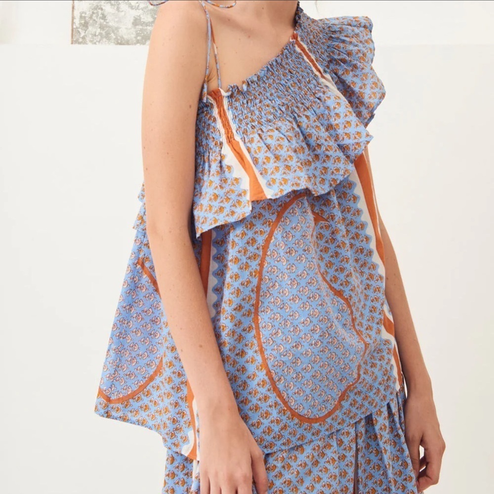 Antik Batik One Shoulder Ruffle Boho Top Size S/38 from Anthropologie